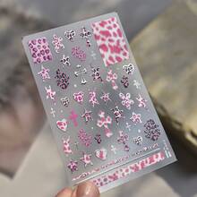 1张Y2K豹纹时尚心形十字架美甲贴纸，日式十字架美甲贴纸，DIY美甲装饰贴纸