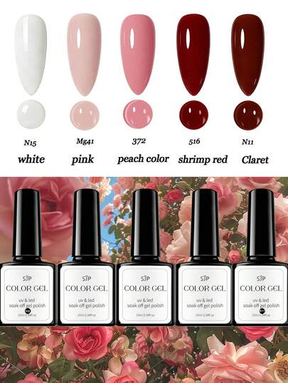 1/5 Pieces Pink, Red And White Series UV Gel Nail Polish, DIY Nail Art Supplies, Suitable For French Manicure, Everyday And Holiday Wear