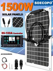 300W Solar Panel Kit 100A Controller Camping Accessories 5V1.5A USB Efficient Energy Phone Charging - SEP-SP20C100 - Ver 1