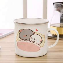 Nueva taza esmaltada de gato melocotón y Goma, taza para café, té, lindo animal, desayuno, postre, leche, taza de agua, regalo para pareja - 22 - Ver 2
