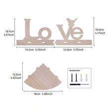 Estante de esquina flotante de madera rústica con diseño de letras para pared, ideal para San Valentín, cocina, dormitorio y baño. - Caqui - Ver 7