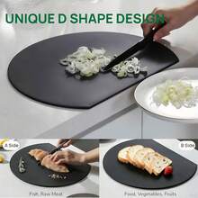 1块优质5毫米厚D型TPU砧板，防滑、防刮、柔韧耐用，刀刃锋利。耐热高达130°C，可用洗碗机清洗。双面可用，适用于肉类、蔬菜和水果。现代厨房必备。 - 彩色 - 查看 9