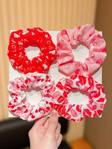 Bộ 4 dây buộc tóc nhiều màu sắc với họa tiết trái tim "LOVE" thời trang, món quà phụ kiện tóc hoàn hảo cho các cô gái dễ thương nhân dịp Lễ Tình nhân, phù hợp để sử dụng hàng ngày, dạo phố và trong dịp Lễ Tình nhân. - Nhiều màu - Xem 1