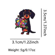 1枚腊肠犬珐琅胸针 - 可爱徽章，可装饰衣服、背包和配饰，适用于服装、背包、配饰、别针、合金徽章。胸针、背包徽章、女士胸针、服装礼品、珠宝、时尚配饰。理想的节日礼物 - 黑色 - 查看 11