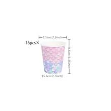Pink Mermaid Scale Pattern Disposable Tableware Set, Including 7/9 Inch Paper Plates, Paper Cups, Paper Napkins, Suitable For Birthday Party, Holiday Party, Gathering, Celebration, Wedding Tea Party, Graduation Ceremony Disposable Party Supplies - Multicolor - View 14