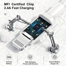 1米 USB 转 Lightning 数据线 | 快速充电线，兼容 14、14 Pro Max、13/12/11/X/XS/XR/8，采用无氧铜材质，USB-A 转 Lightning 数据线，3.3 英尺（1 米），快速充电线，USB-A 电源输出充电线，兼容 14/13/12/11/XS/XR/X/8/ - 白色 - 查看 8