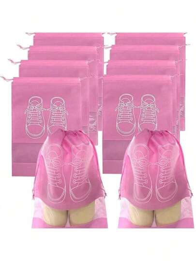 1pc Drawstring Shoe Bag, Non-Woven Fabric Travel Pouch, Waterproof Pocket, Clothes Organizer Hanging Bag, Travel Luggage, Holiday Suitcase, Shoe Storage, Drawstring Shoe Bag, Shoe Organizer, Travel Essential, Beach, Summer Vacation, Back To School, Backpack, Shoe Bag, Drawstring Shoe Cover, Dust-Proof, Unisex, Storage Bag, Cruise Travel Essential, Holiday Essential