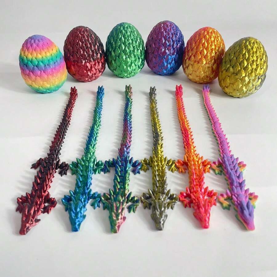 6pcs 3D  Dragon Egg Set With Movable Joints, Unique Desk Toy, Perfect Gift For Holidays And Parties Decor Decorative, Gifts Men,Miniature Things,Valentines Gifts,Party Favors,Party Supplies Gifts - 6pcs - View 1