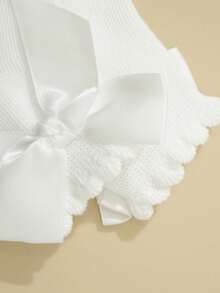 5 đôi tất trẻ em màu trắng thắt nơ, tất ren cho bé gái, tất đa năng dễ phối đồ, tất cho trẻ sơ sinh và trẻ nhỏ. - trắng - Xem 2