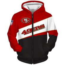3D San Francisco 49ers Team Zip-Up Hoodie, The Perfect Gear For Match Day Fans. - 彩色 - 查看 1