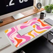 1pcDesk Mat, Gaming Large Mouse Pad For Desk, Computer Desk Pad, Mousepad With Non-Slip Rubber Base, Spill-Resistant XXL Keyboard Mat For Home Office Laptop, Blue Boho Rainbow - Multicolor - View 11