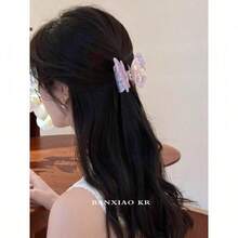 Fancy Butterfly Hair Clip For Women; High-End Feeling Half-Updo Hair Clip For The Back Of The Head; Stylish Shark Clip Hair Accessory - 米色蝴蝶抓夾 - 查看 10