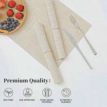 4pcs/1pc Beige Placemats - Heat Resistant, Non-Slip, Washable, Durable PVC Woven Dining Table Mats