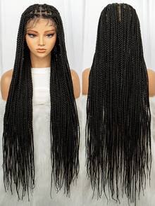 A ANYTIME Twist Braided Wigs Box Braided Lace Front Wig For Women Synthetic Full Lace Frontal Wig Faux Locs Wig Goddess Braids Wigs