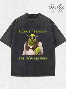 Can't Today I'm Swamped Meme Funny Shirt Cant Today Im Swamped Funny Meme Graphic Tee,Casual Print,Comfortable And Versatile,Letter Pattern Pure Cotton 220g Printed T-Shirt - màu đen - Xem 1
