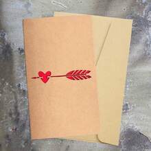 Vintage Kraft Paper Laser Cut Heart Shape With Envelope Teacher's Day Thank You Card, Elegant Greeting Card For Valentine's Day