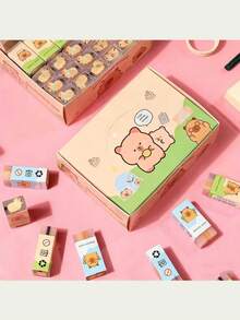 可爱卡通动物橡皮擦 | 水豚特别款橡皮擦（全身三明治式可切片设计） | 趣味返校小礼物，升级材质 | 适用于办公及学习用品，学生奖励 | 送给朋友、家人和同学的完美节日礼物 | 新年及返校季的理想之选