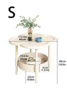 1件创意现代简约咖啡桌，移动储物架，奶油色，适用于客厅、沙发旁、床边，方便实用且功能多样