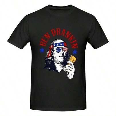 Camiseta divertida de Ben Drankin para el 4 de julio, camiseta del 4 de julio, camiseta divertida del 4 de julio, camiseta patriótica, camiseta, camiseta de Ben Drankin más camiseta de algodón grueso de 220g de Y2K con estampado de mariposa, adecuada para chicas y camiseta corta de cuello redondo inspiradora, linda camiseta estética de verano estilo Y2K, adecuada para uso al aire libre, familiar, laboral o de calle, camiseta casual suelta diaria