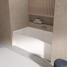 60" X 32" Acrylic Drop-In Bathtub, Glossy White Soaking Tub With Storage Ledge, Left Drain & Integral Flange - 左側排水管 - 查看 3