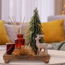 Wooden Base Shelf, Farmhouse Style Wooden Riser, Suitable For Kitchen And Bathroom Countertop Decor, Can Hold Plants, Candles, Vases, Create Home & Bathroom Decor And Storage Space, Autumn, Back To School Decor - One Size - View 2