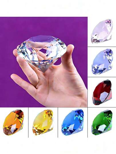 10pcs Crystal Diamond Shaped Paperweights, Decorative Cut Glass Giant Gemstone Ornaments For Wedding, Office Desk, Birthday Gift