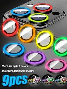 9 件适用于 夜光镜头保护膜 - 多种颜色可选，耐用 9H 钢化玻璃，颜色随机，随机发货，适用于 11/12/13/14/15/16 Pro/Max/17/17 Air/17 Pro/17 Pro Max - 彩色 - 查看 23
