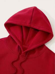 Clothes Katseye Men And Women's Extra-Large Size Couple's Hooded Sweatshirt - Thickened Long-Sleeved Pullover, Mysterious Pattern Print (Pentagonal Star, Anchor Point, Angel) & "Life Is Strong" Slogan, Universal Street Style For Men And Women, Machine Washable, Black With Purple Characters And Light Color Tones - Suitable For Daily Wear And Theme Parties - 紅色 - 查看 5