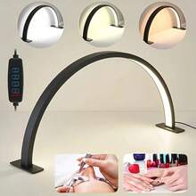 Modern Style Half-Moon LED Nail Lamp, Matte Metal Finish USB-Powered Desk Lamp For Manicure, Eyelash Extension, Tattoo, And Skincare, With Push Button Control And Plastic Bell Shade - Includes Multiple Components, Solid Color, No Battery Required - Multicolor - View 10