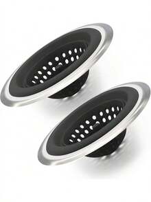 EstiloTendencia2 Coladores De Fregadero, Cestas Flexibles De Silicona Y Acero Inoxidable Para Fregadero De Cocina, Borde Ancho Grande De 4.5 Pulgadas De DiáMetro, Sin óXido, Evita Que Los Residuos De Alimentos Se Obstruyan (Negro)Calidad PremiumVersióN Mejorada - Negro - Ver 2