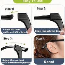 5~15pcs Glasses Ear Clips, Soft And Comfortable Anti Slip Glasses Ear Clips, Comfortable Silicone Elastic Glasses Covers, Suitable For Glasses And Sports Glasses - màu đen - Xem 3