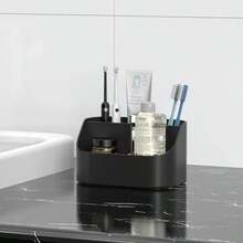 Countertop Toothbrush Holders For Bathrooms Plastic Toothpaste And Electric Tooth Brush Holder Storage Caddy Stand For Shower 5 Slots Cute Bathroom Counter Organizer For Vanity White - 黑色 - 查看 6