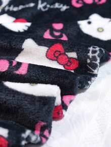 Hello Kitty Flannel Pants - Cute Kitty Sleeper, Hello Kitty Face Pattern Pants, Perfect Gift For Large Women Comfortable Home Dressing - Black - View 5