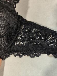 1 Set Women's Black Sexy Lingerie Set, Elegant Lace Breathable Non-Sagging Bra Set, Comfortable Bra Set - Black - View 9