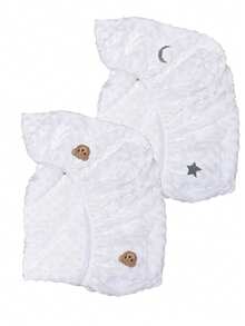 2 piezas Juego de sábanas para bebé engrosadas, unisex, sábana ajustable con bordado de animales para cama de niños, estilo Ins, se ajusta a colchones rectangulares, redondos y ovalados, ajuste flexible para diferentes tamaños de cuna/colchoneta de bebé - Multicolor - Ver 2