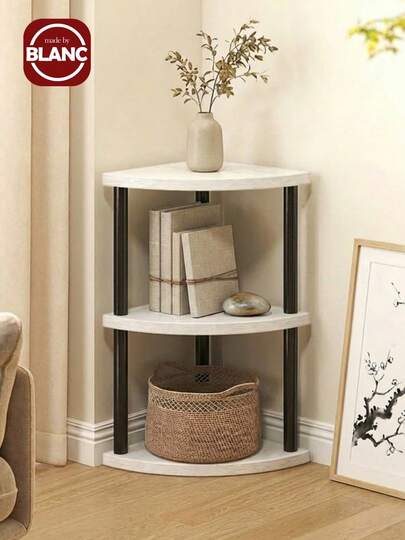 Tall Corner Shelf, 3/4/5 Tier Modern Corner Bookshelf Stand, Wood And Metal Corner Plant Bookcase For Living Room, Corner Space