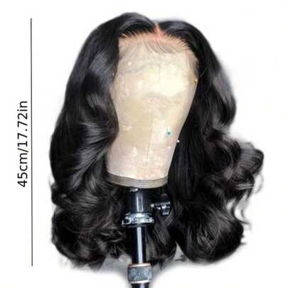 PQL 200% 密度 34 英寸自然黑色 13x4 13x6 高清透明蕾丝前假发 真人混纺发丝 预拔发际线假发 8 英寸无胶水波浪卷假发 真人混纺发丝 女士时尚假发 适合日常佩戴或聚会