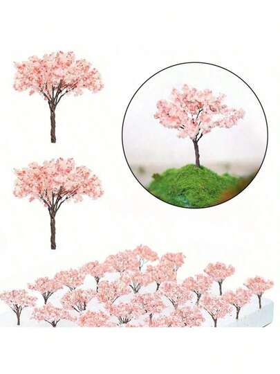 Bộ mô hình cây hoa anh đào thu nhỏ tỷ lệ 1:87, cao 6,5cm, phụ kiện mô hình cảnh quan tự làm, thích hợp cho sa bàn, mô hình đường sắt.