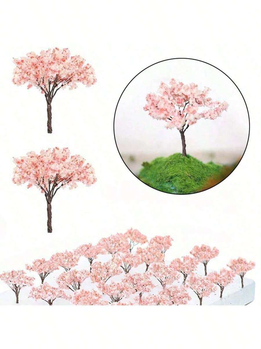 1:87 Scale Miniature Cherry Blossom Tree Kit, 6.5cm, DIY Model Landscape Accessory, Suitable For Diorama, Railway Scene Layout - As Shown In the Figure - View 1