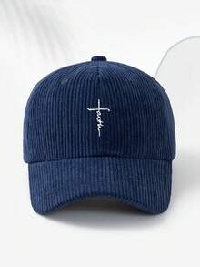 1 pièce Casquette de baseball unisexe en velours côtelé style rétro avec fine broderie en croix. Casquette de baseball réglable pour l'automne/l'hiver, idéale pour un usage quotidien, la course, les sports, les vacances, les activités extérieures et les passionnés. - A - Voir 13