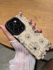 1 件装时尚优雅黑色花卉图案防震真皮手机壳，兼容 17/17 Air/17 Pro/17 Pro Max、16/16 Plus/16 Pro/16 Pro Max、15/15 Plus/15 Pro/15 Pro Max、14/14 Plus/14 Pro/14 Pro Max、13/13 Pro/13 Pro Max、12/12 Pro/12 Pro Max、11/11 Pro/11 Pro Max - 彩色 - 查看 5