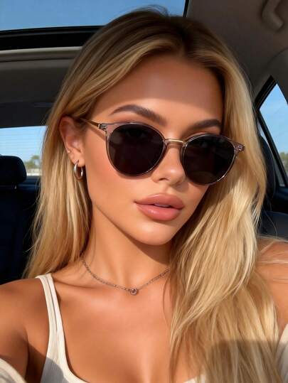 1 Pair Geometric Frame Classic Fashion Women's UV Protection Sunglasses, Suitable For Travel, Parties, Daily Life, Beach And Other Occasions, Can Be Used As Apparel Accessories Or Sunglasses. This All-Match Sunglasses Can Be Matched With Sweaters, Jeans, Sweatpants, Hoodies, Jackets, Dresses And Long-Sleeved Shirts, Fashionable And Versatile, Showing Elegant Elegant. Suitable For Family Outings, Travel Vacations, Summer Beach Vacations And Other Outdoor Activities.