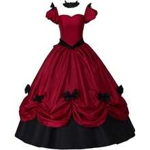 Women's Southern Belle Dress Civil War Southern Belle Ball Gown Gothic Victorian Rococo Dress Costume - Đỏ - Xem 8
