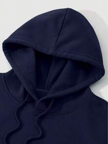 Clothes Katseye Men And Women's Extra-Large Size Couple's Hooded Sweatshirt - Thickened Long-Sleeved Pullover, Mysterious Pattern Print (Pentagonal Star, Anchor Point, Angel) & "Life Is Strong" Slogan, Universal Street Style For Men And Women, Machine Washable, Black With Purple Characters And Light Color Tones - Suitable For Daily Wear And Theme Parties - 藏蓝色 - 查看 4