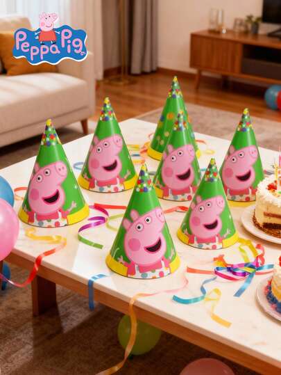 Hasbro 10个小猪佩奇锥形派对帽，孩之宝官方授权，轻便一次性派对用品，适合庆祝活动、服装装饰、主题派对和节日。