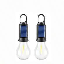 4-Pack Solar Rechargeable Hooked Camping Light, LED Solar Tent Lights Battery Powered With Clip Hook, Portable Outdoor Waterproof Emergency Light Bulb For Hiking, Camping, Fishing - Yellow Light - View 11