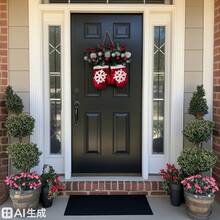 Shiny Christmas Wreath Gloves - Red - View 9