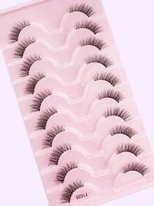 10 Pairs/Box Natural Transparent Stem Half-Cut Eyelash, Enlarging Eyes Short Lashes, Suitable For Women And Bloggers Daily Makeup - 黑色 - 查看 2