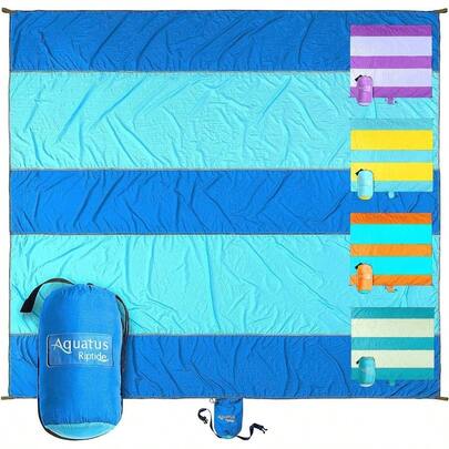 Large Beach Blanket Waterproof Sandproof U2013 XXL Oversized Beach 10ftx 9ft Fits To 8 Adults - Quick Dry Travel Blanket With 4 Stakes, Corner Pockets, Strap And Attached Bag