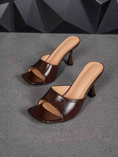 Dép lê gót nhọn mũi nhọn, dép bít mũi đơn giản đa năng cho mùa hè.